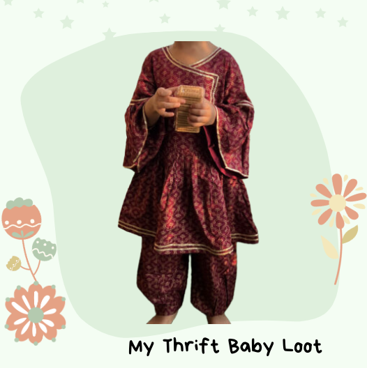 Preloved maroon ethnic coord set for girls (3-4 years)